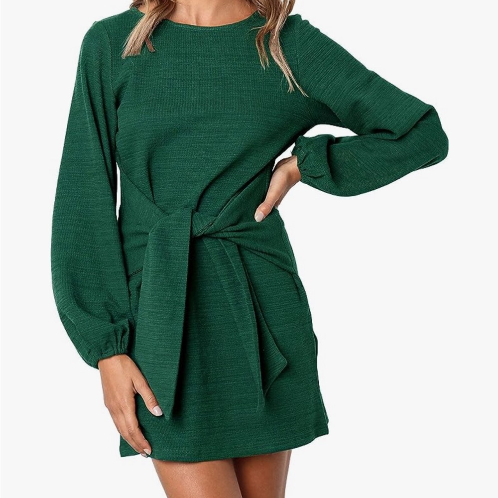 Elegant Green Long Sleeve Dress
